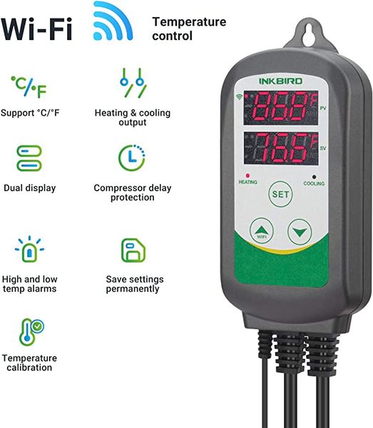 Контролер Inkbird ITC-308 WiFi нагрівання та охолодження з Wi-Fi | Аква температурний щуп (INKB104) | INKB104 фото