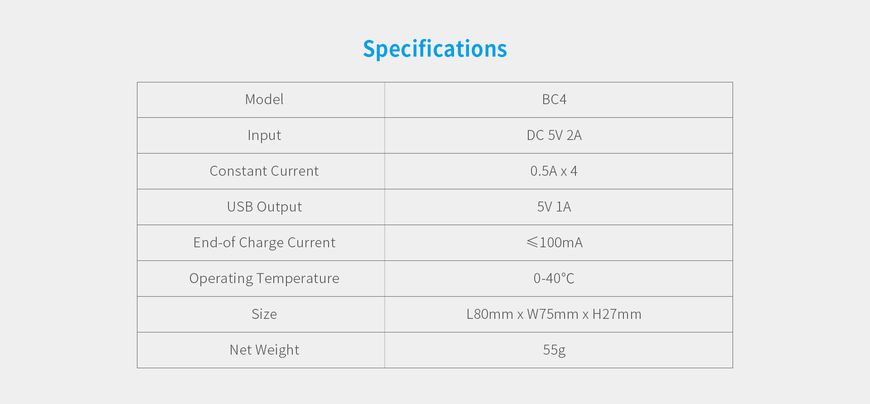 Зарядний пристрій XTAR BC4 Type-C AAA~AA 1.5V Li-ion /1.2V Ni-Mh Power Bank | заряд - 0.5Ax4 | 4 слоти (XTR347) | XTR347 фото