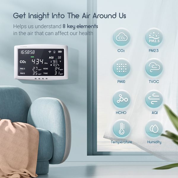 Аналізатор якості повітря Inkbird IAQM-128W 8-в-1 із Wi-Fi та Bluetooth (INKB179) | INKB179 фото