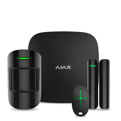 Ajax StarterKit black | Комплект бездротової GSM-сигналізації | 2G, Ethernet | Jeweller (000001143/25456.56.BL1) | AX301BK фото